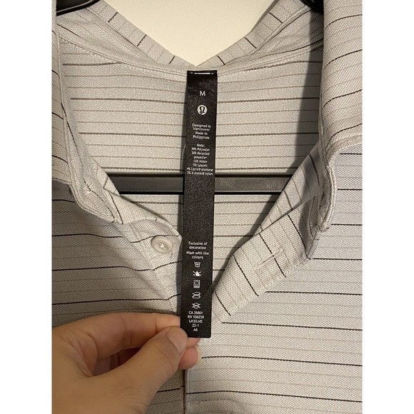 Lululemon Evolution Long Sleeve Performance Polo Shirt Mens Sz M Ivory Read - Picture 2 of 5